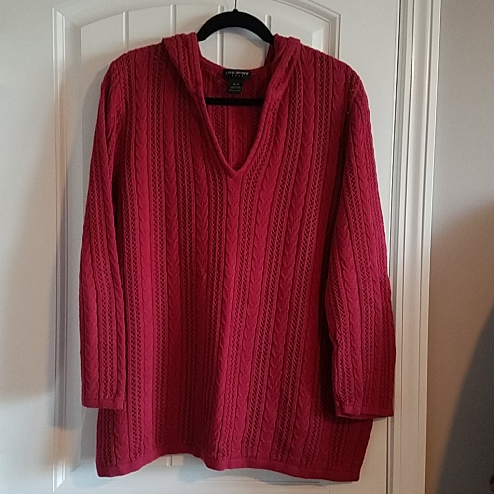 Lane Bryant Red open weave sweater hoodie 18/20